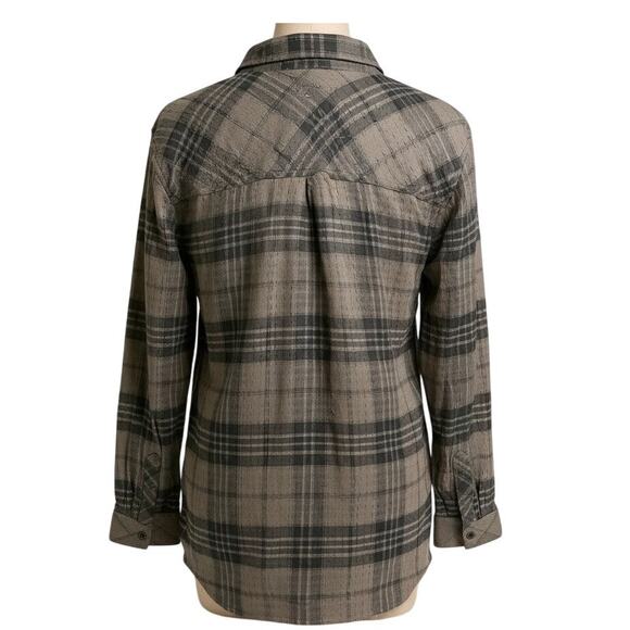 Rails Brady Plaid Textured Button Down Shirt Mossy Onyx Brown Black Women Large - Picture 2 of 7